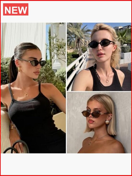 Retro Oval Sunglasses for Women Vintage 90s Y2K Trendy Sun Glasses UV400 main image 5